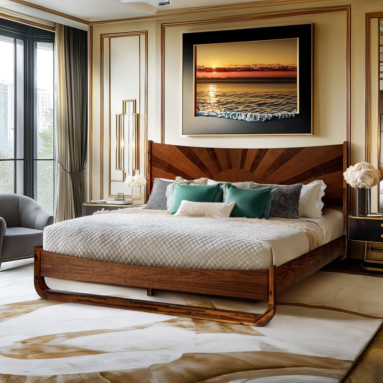 Rorns Sunset Platform Bed Frame With Headboard for Ultimate Bedroom Style