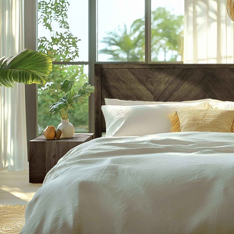 Acacia Solid Wood Bed Frame - Alander Deluxe Platform Bed