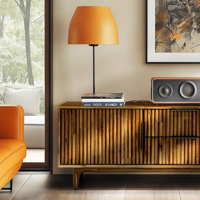 Megsu Bosk Wood Fluted TV Stand