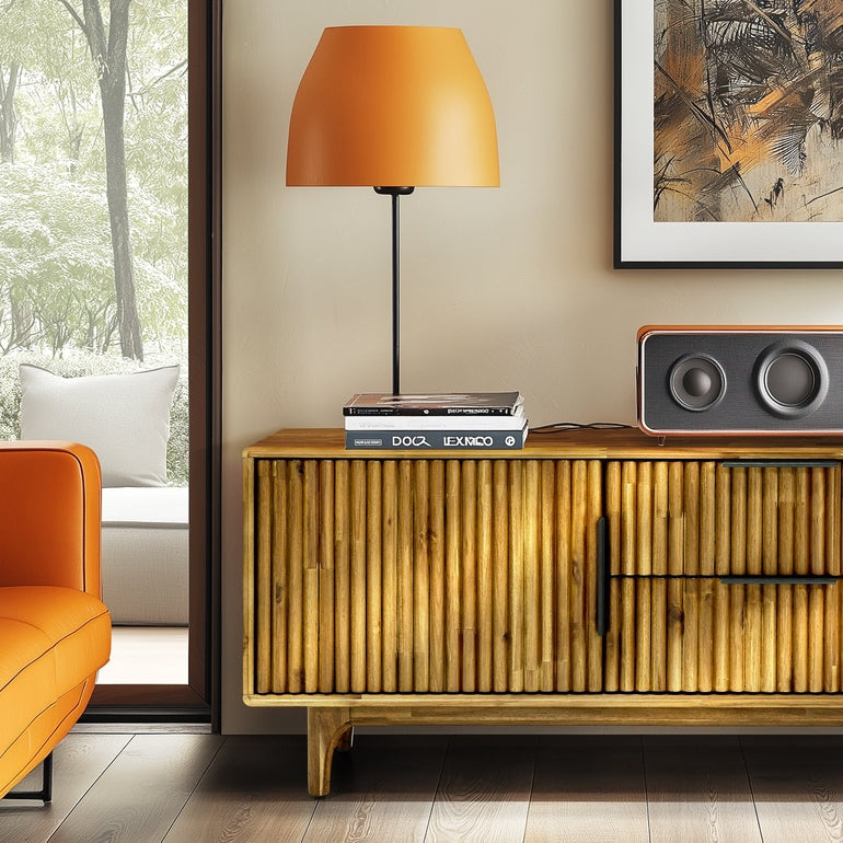 Megsu Bosk Wood Fluted TV Stand