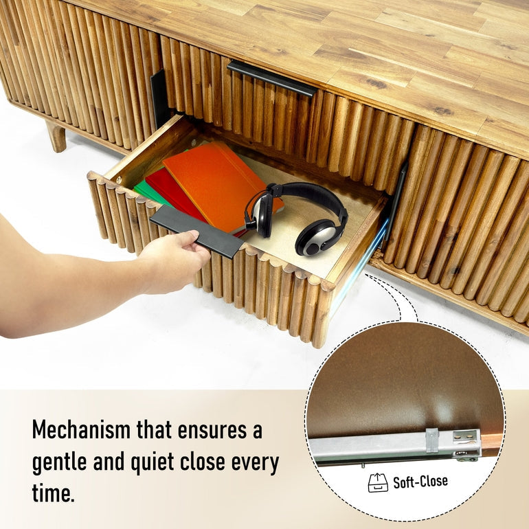 Megsu Bosk Wood Fluted TV Stand