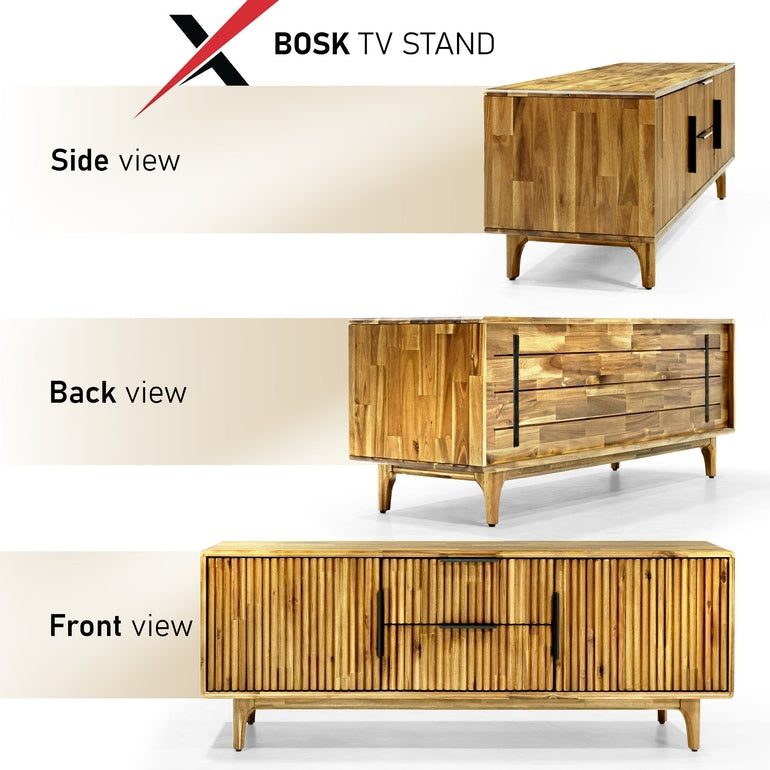 Megsu Bosk Wood Fluted TV Stand