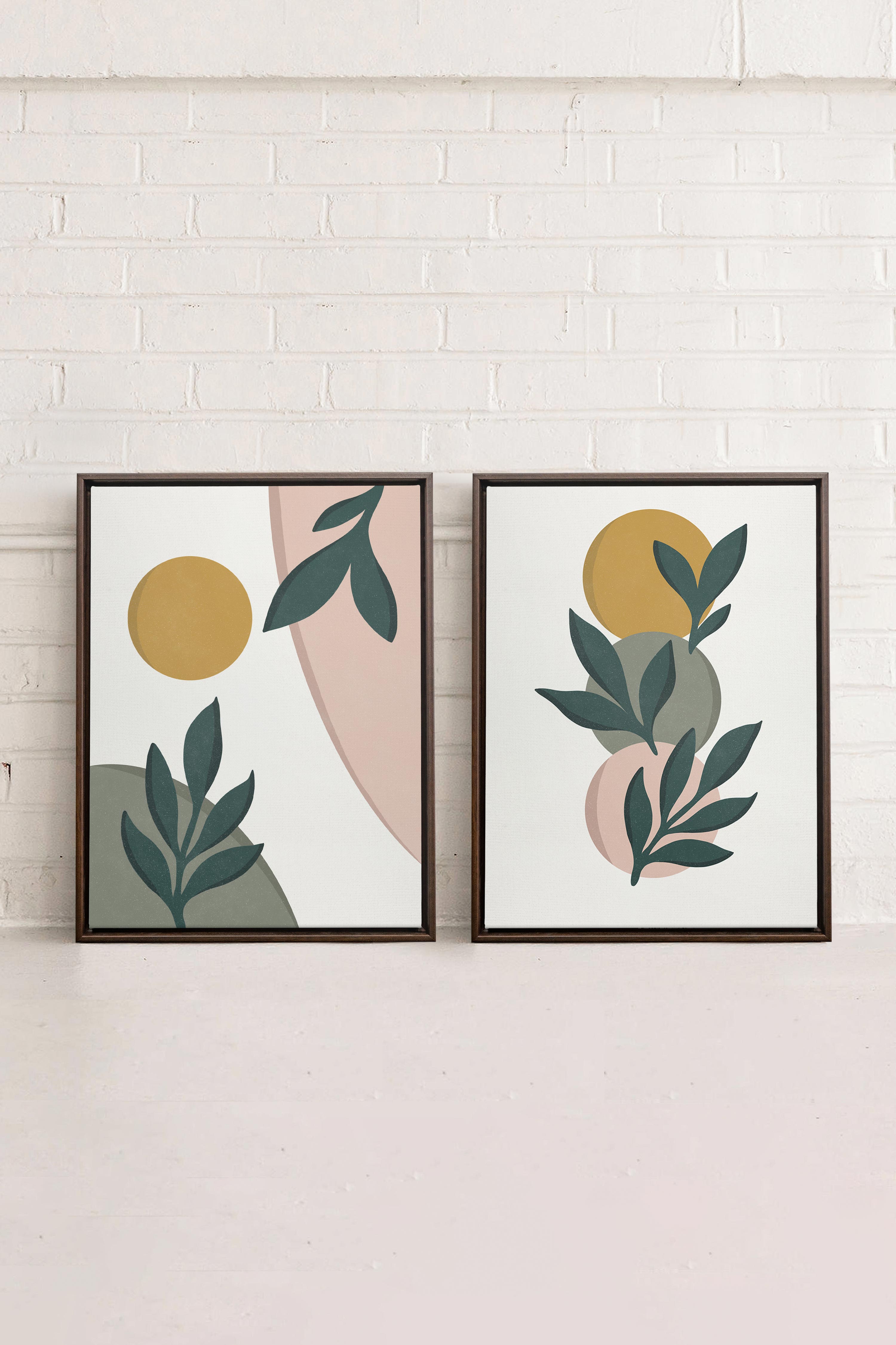 RADIANT FLORA DUO Stretched Canvas Artwork x2