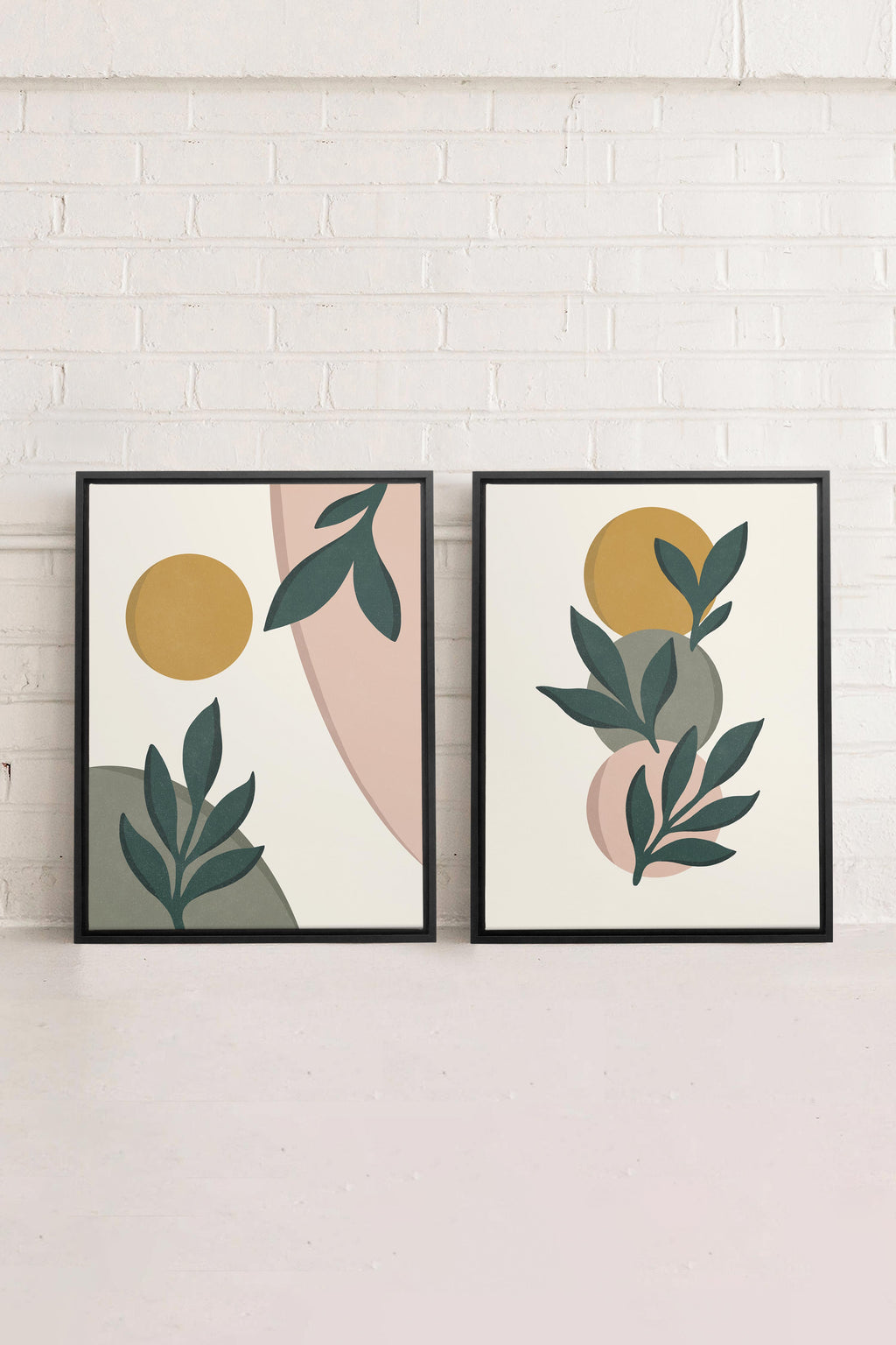 RADIANT FLORA DUO Stretched Canvas Artwork x2