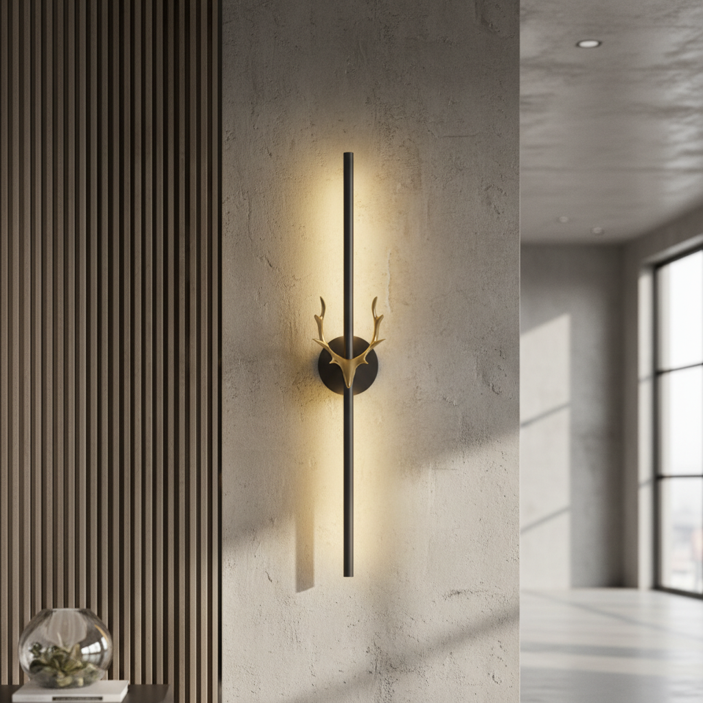 Lámpara de pared LED con cuernos dorados