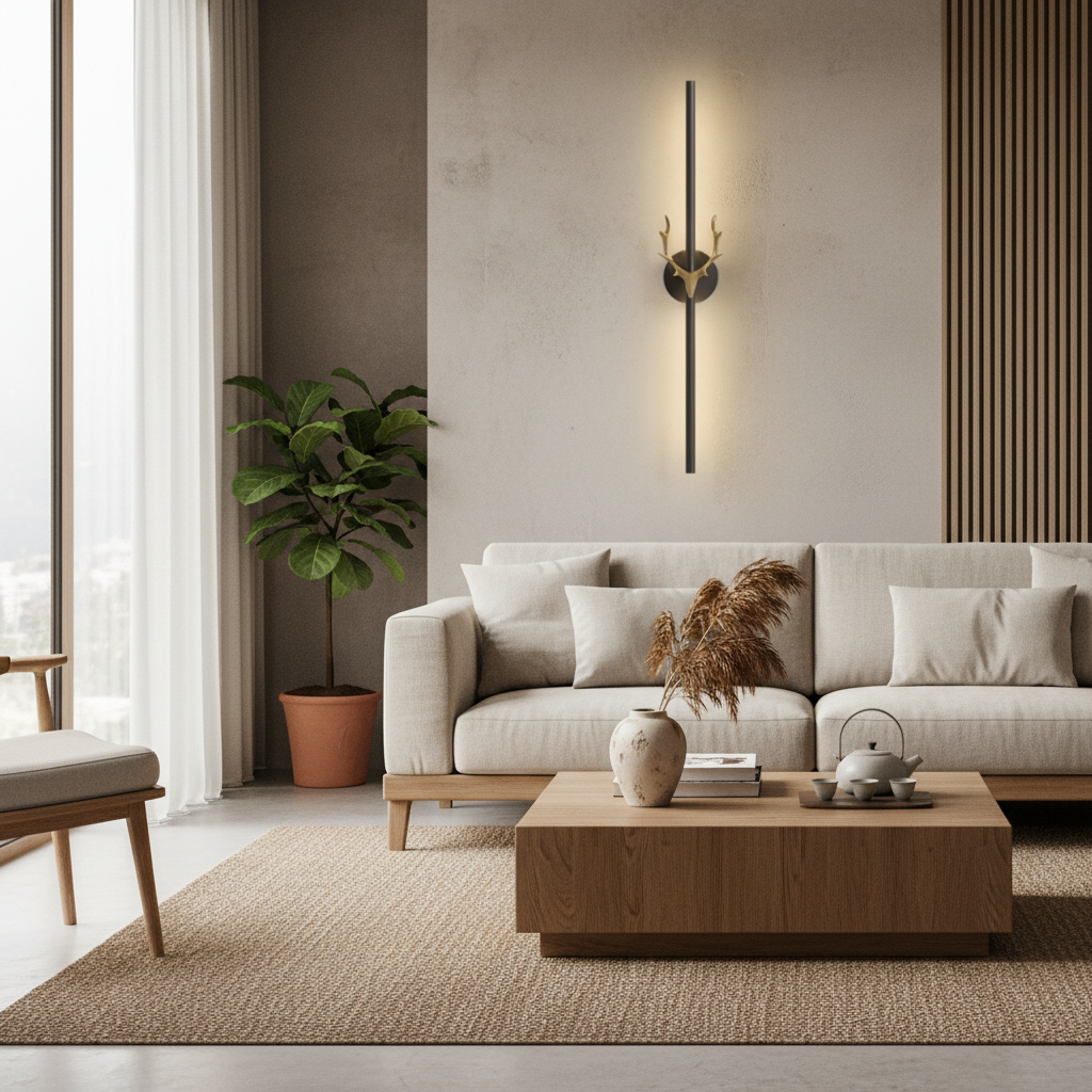 Lámpara de pared LED con cuernos dorados