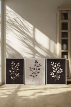 TRIO FEUILLAGE BRUN Stretched Canvas Artwork x3
