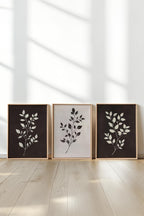 TRIO FEUILLAGE BRUN Stretched Canvas Artwork x3