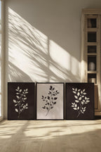 TRIO FEUILLAGE BRUN Stretched Canvas Artwork x3