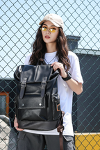Men's Pleather Backpack – Black