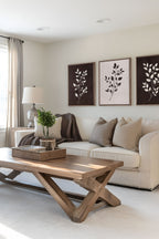 TRIO FEUILLAGE BRUN Stretched Canvas Artwork x3