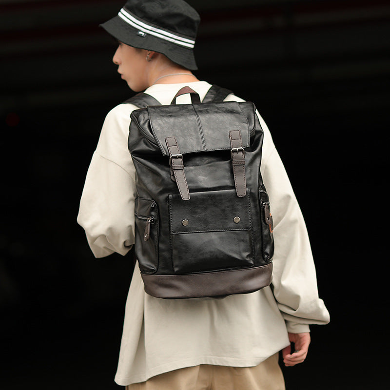 Men's Pleather Backpack – Black