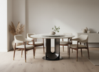 Eleonore Round White Marble Dining Table with Rotating Center