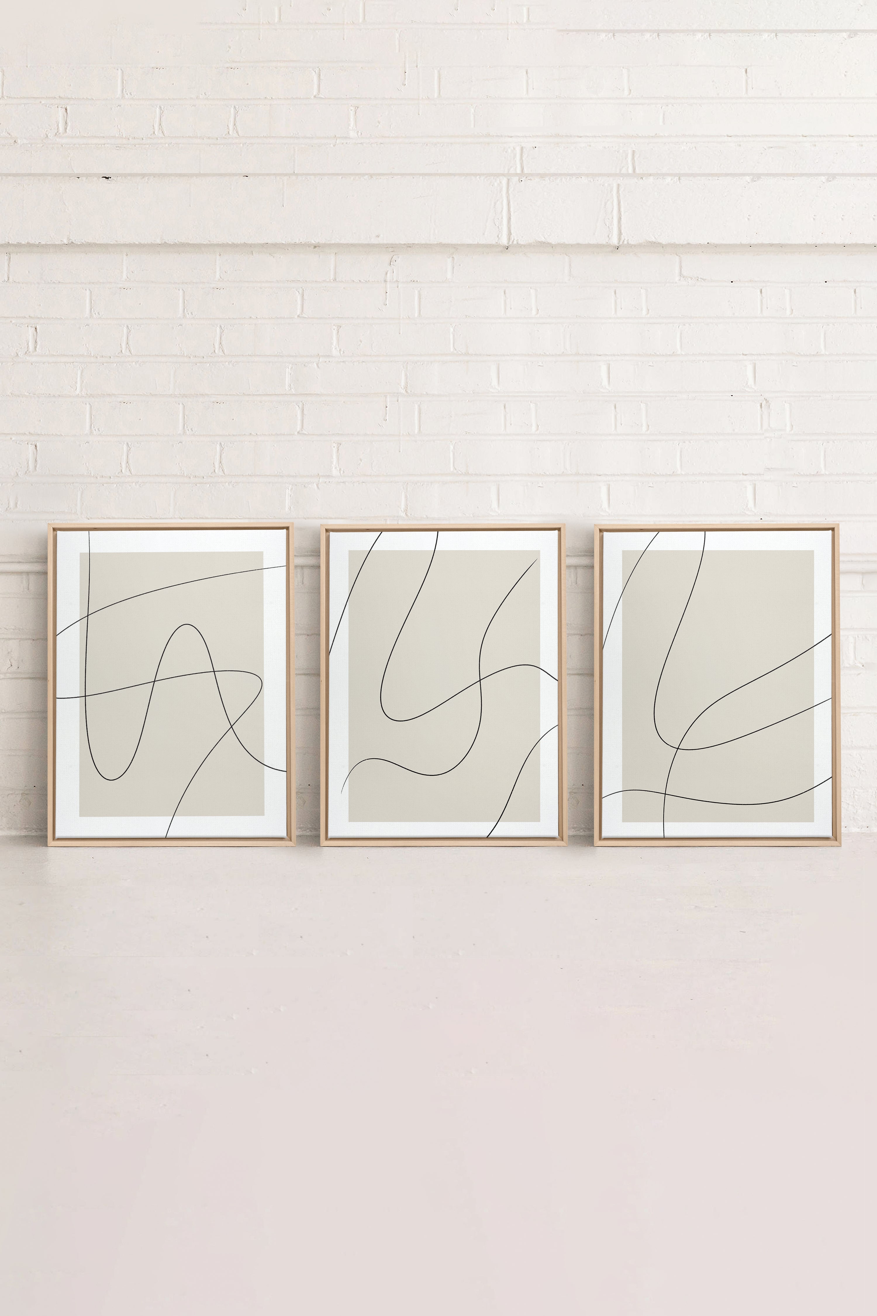 ELEGANT CURVES TRIO Stretched Canvas Artwork x3