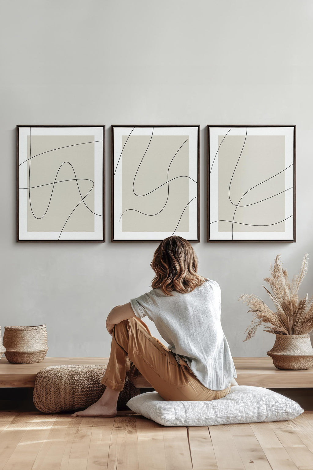 ELEGANT CURVES TRIO Stretched Canvas Artwork x3