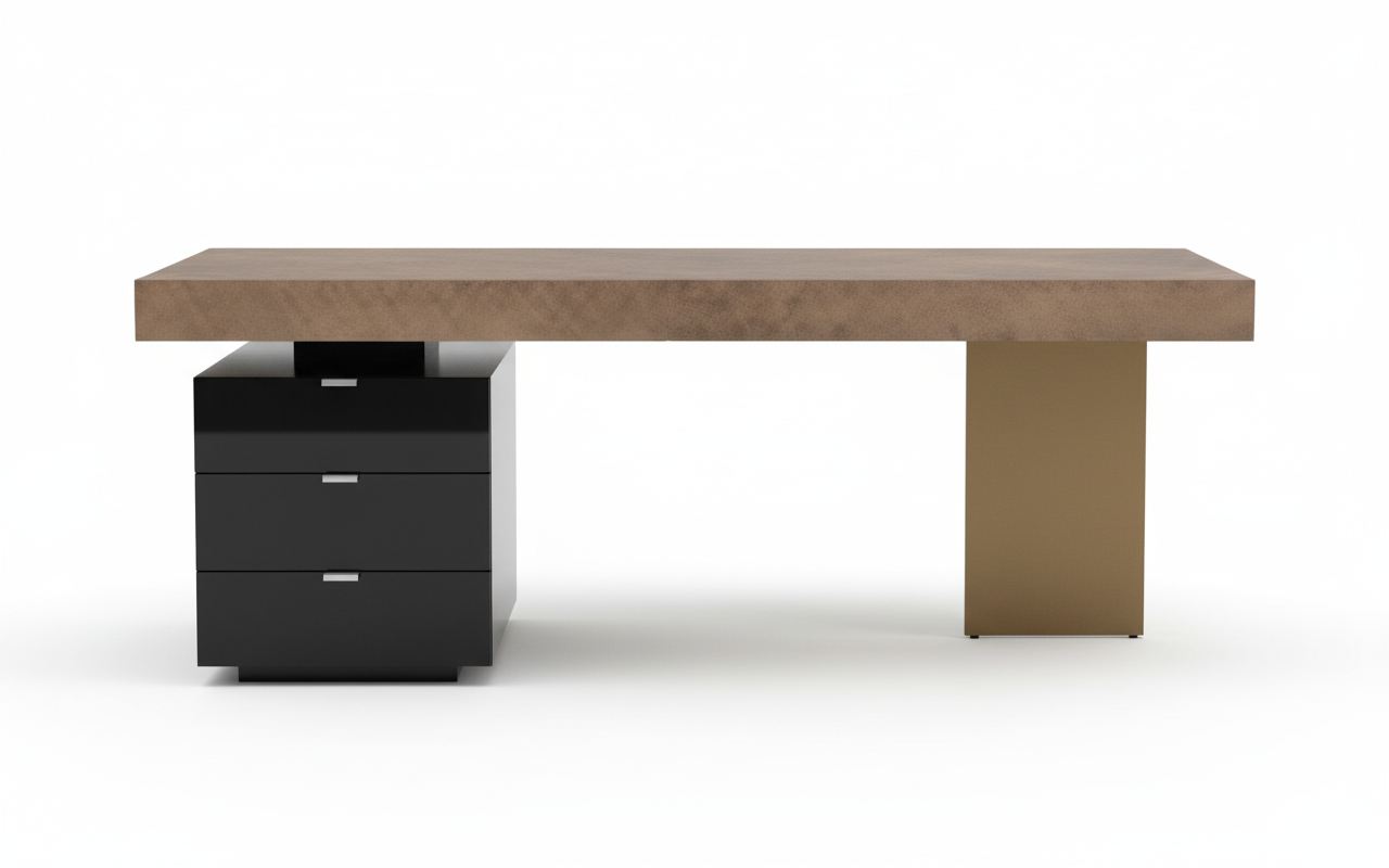 Escritorio ejecutivo Vantage con pedestal de tres cajones