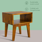 Acacia Serena Solid Wood Nightstand - Elegant and Durable Bedside Storage