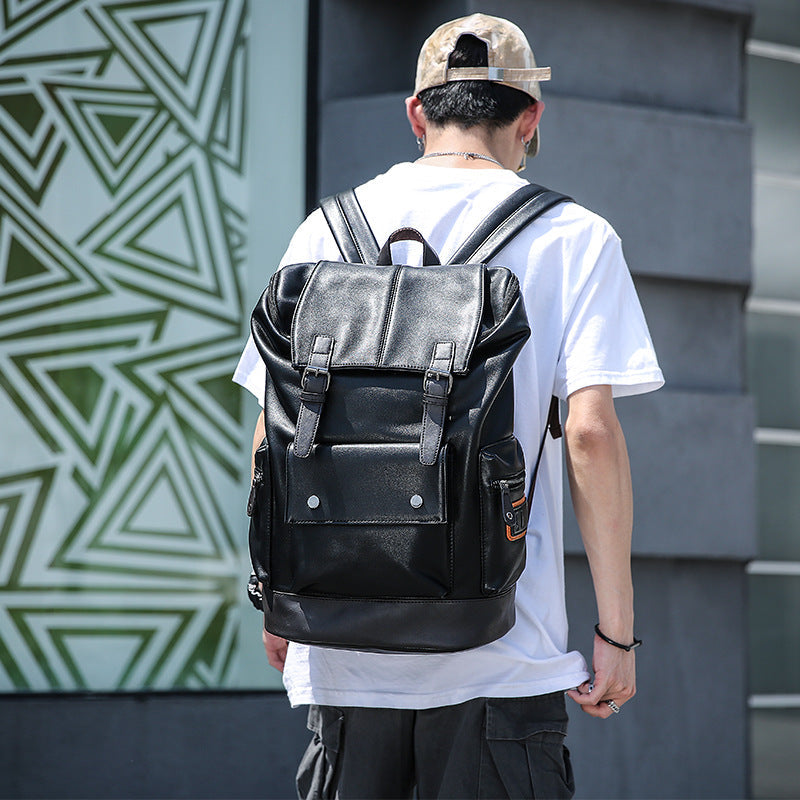 Men's Pleather Backpack – Black