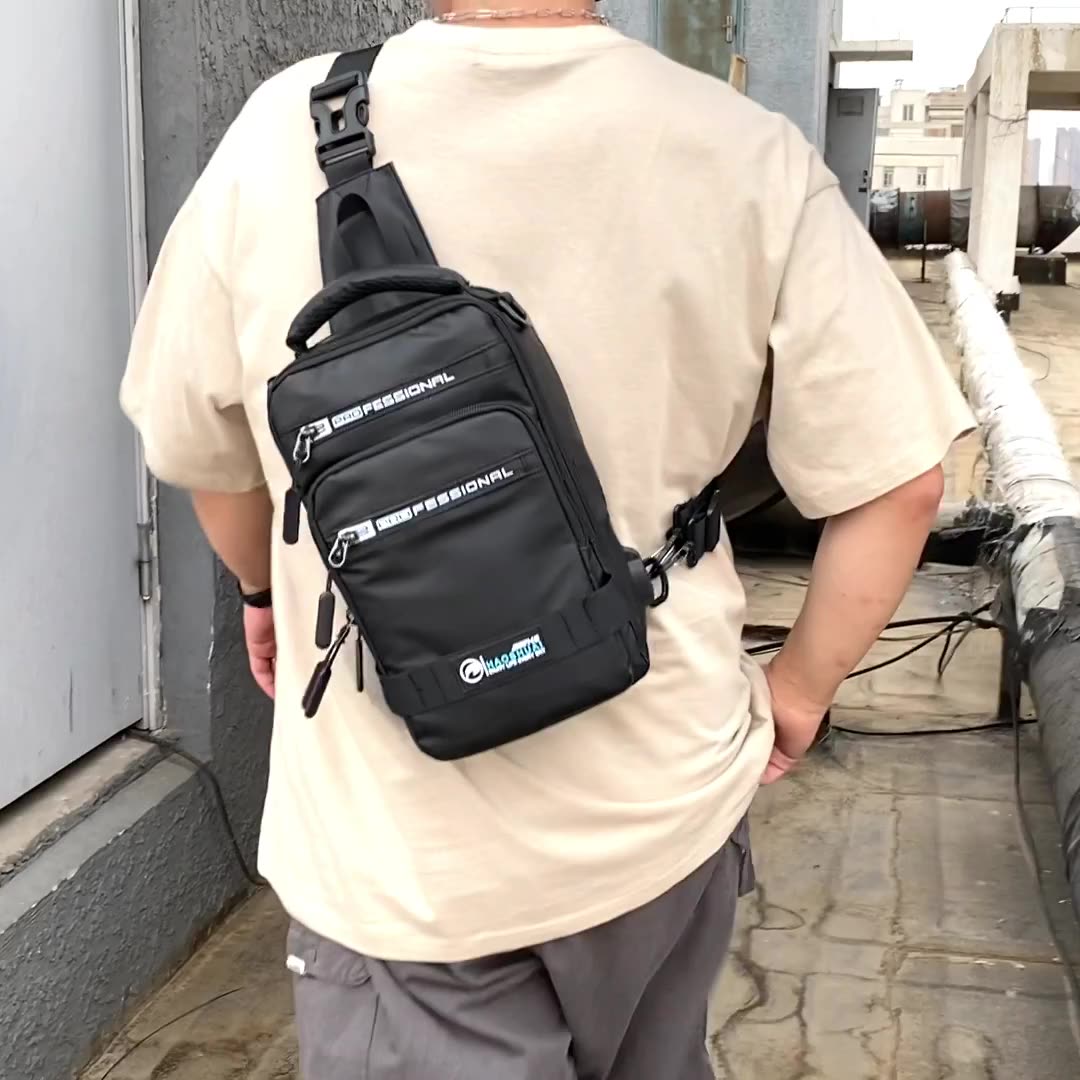 Nylon Crossbody Shoulder Bag with USB Charging Port