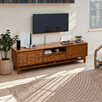 Acacia Elara Solid Wood TV Stand with Storage and Cable Management for TVs up to 80"