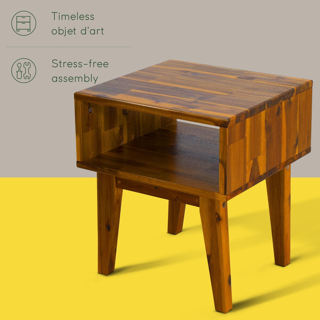 Acacia Serena Solid Wood Nightstand - Elegant and Durable Bedside Storage