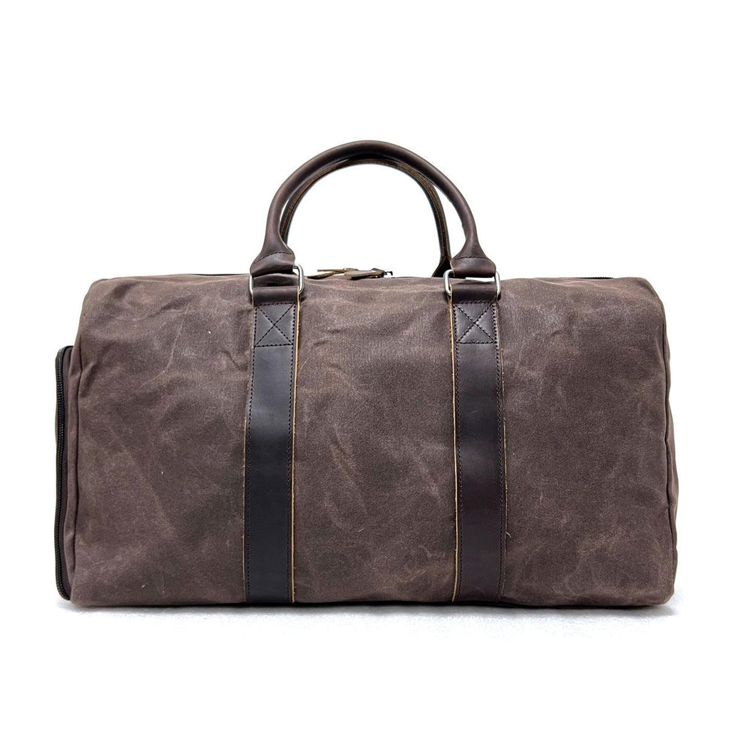 Vintage Canvas Travel Duffel Bag Weekender with Leather Handles Carry On