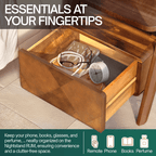 Rorns Rum Nightstand with Drawer for Stylish Bedroom Storage