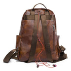Portable Fashion Simple And Lightweight High School Leather Backpack