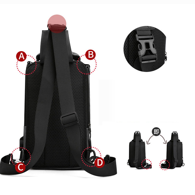 Nylon Crossbody Shoulder Bag with USB Charging Port