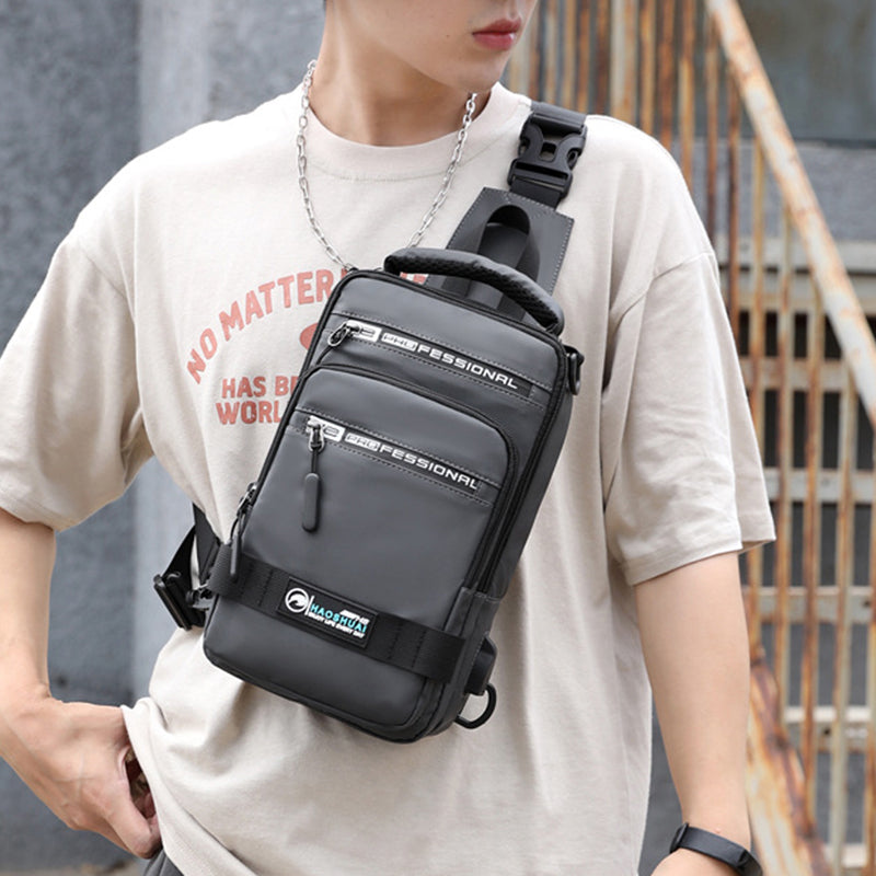 Nylon Crossbody Shoulder Bag with USB Charging Port