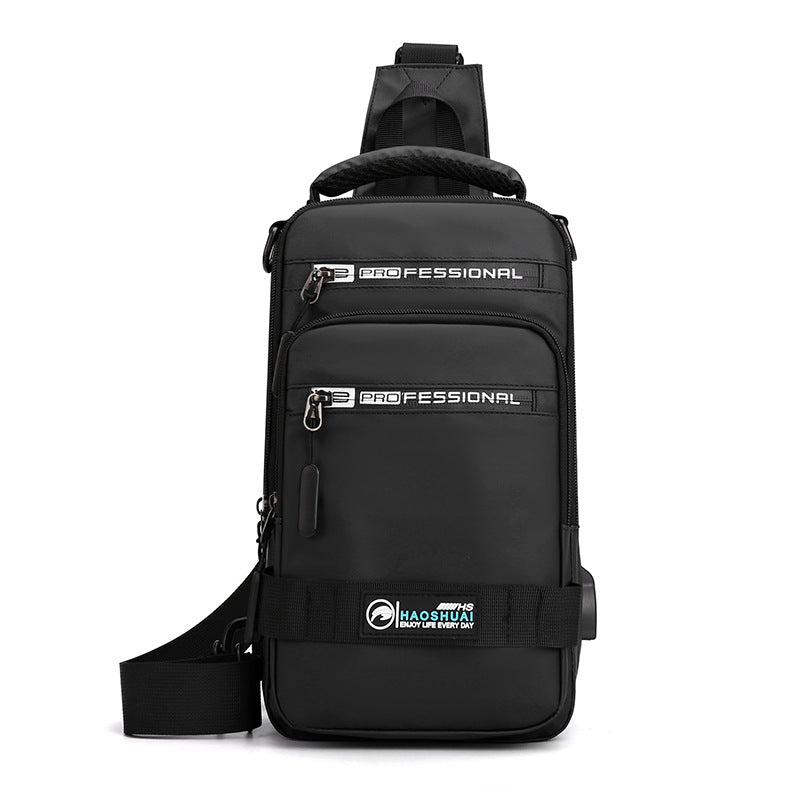 Nylon Crossbody Shoulder Bag with USB Charging Port
