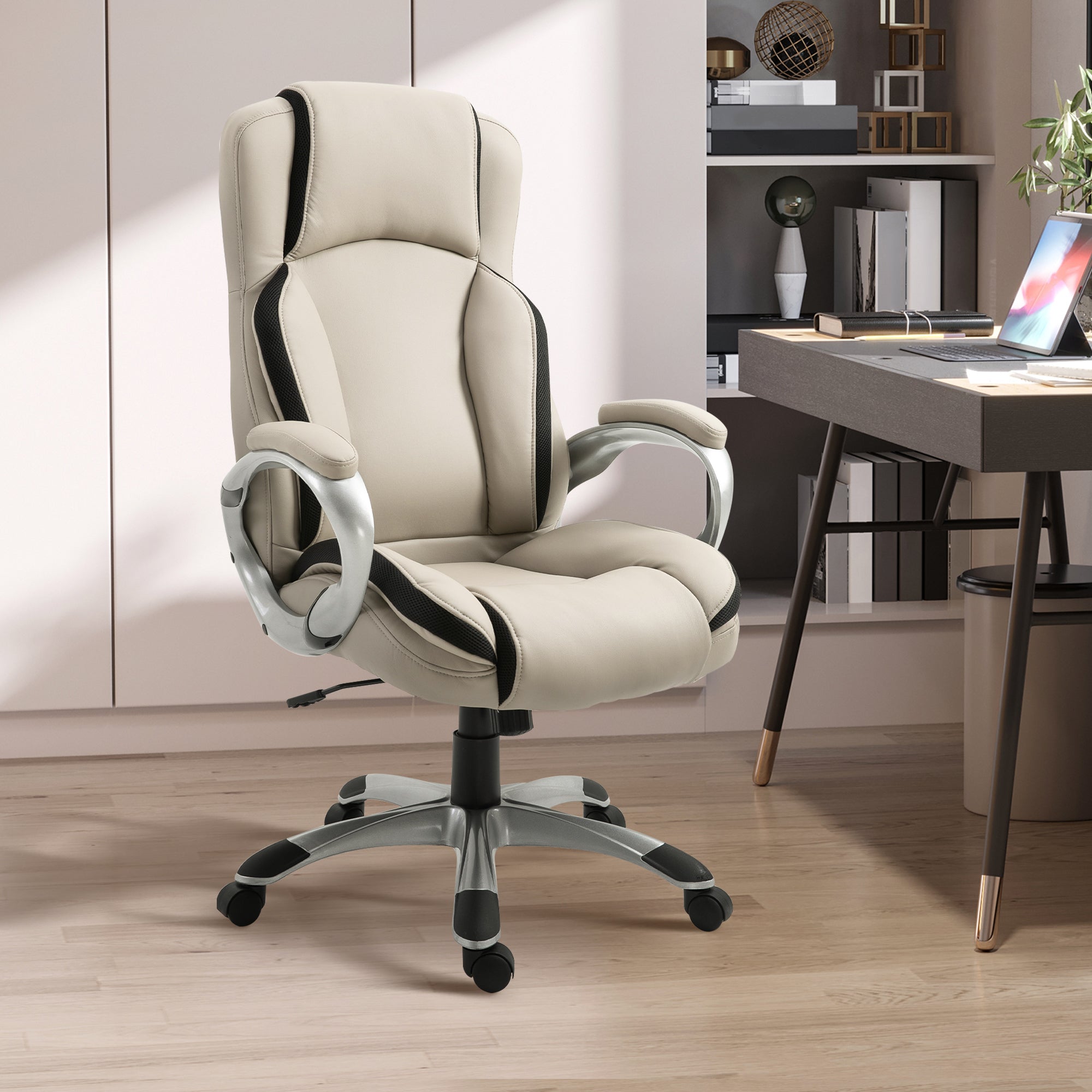 Fisher Ergonomic Executive Office Chair-Beige/Black