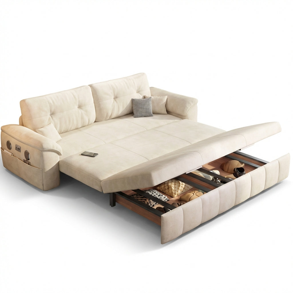 El sofá cama convertible Lima con almacenamiento