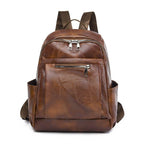 Portable Fashion Simple And Lightweight High School Leather Backpack
