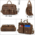 Retro Crazy Horse Leather Weekender Travel Duffel Bag with Laptop Compartment