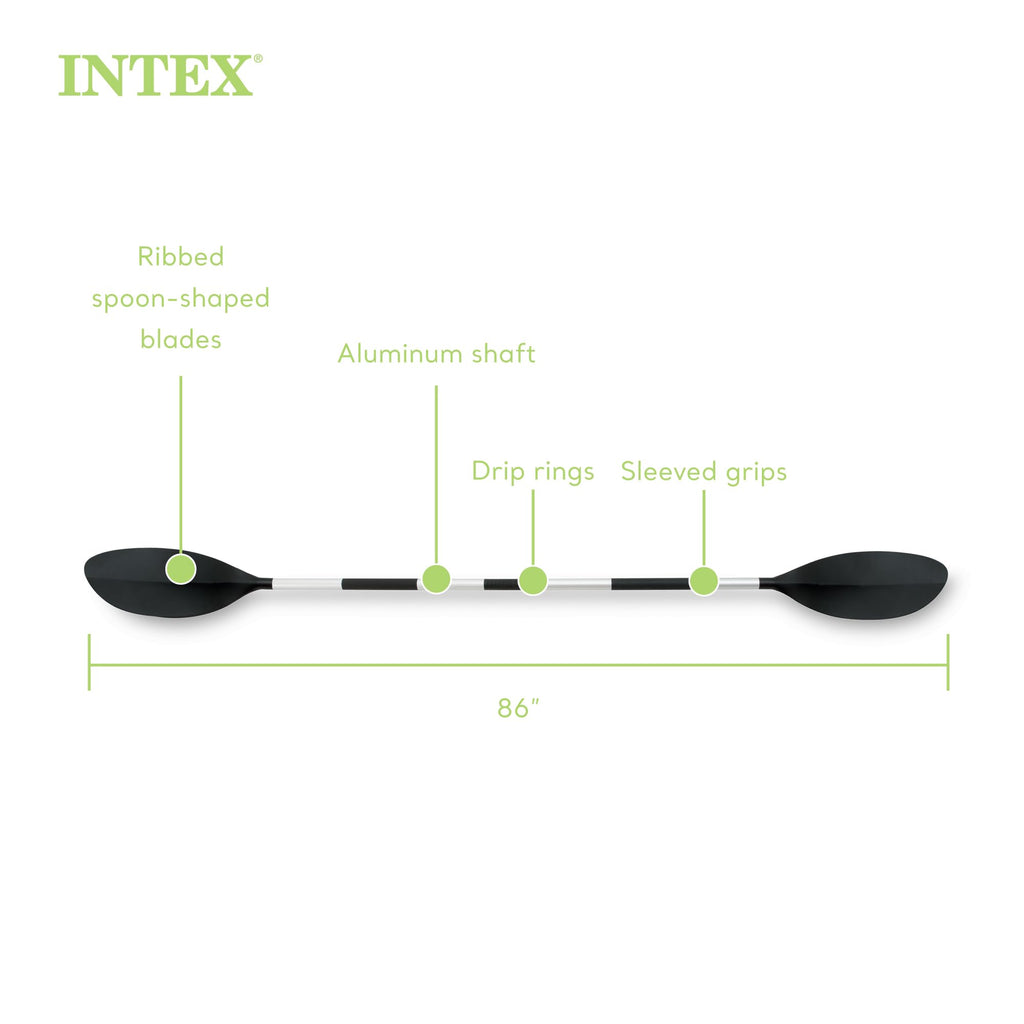 INTEX 69629E 86" Kayak Paddle: Ribbed Spoon Shaped Blades – Durable Lightweight Aluminum Shaft – Comfortable Grips – 3-Position Feather Adjustability – TUV RL Approved 🍁 All In One Marketplace Canada