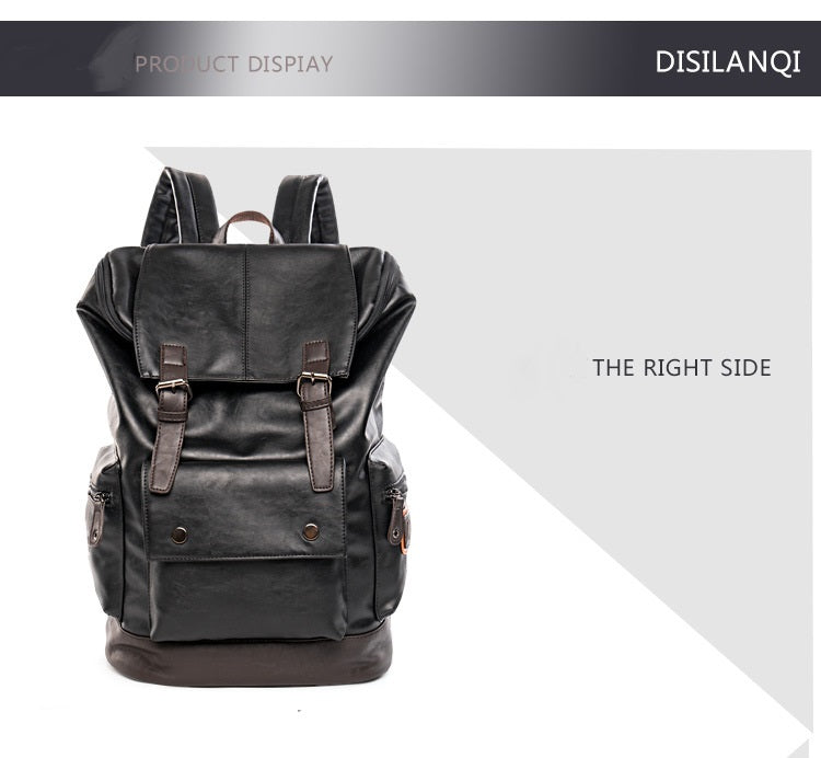 Men's Pleather Backpack – Black