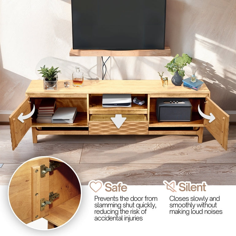 Acacia Elara Solid Wood TV Stand with Storage and Cable Management for TVs up to 80"