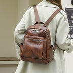 Portable Fashion Simple And Lightweight High School Leather Backpack