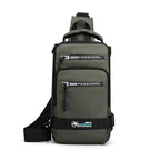 Nylon Crossbody Shoulder Bag with USB Charging Port