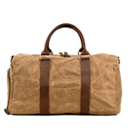Vintage Canvas Travel Duffel Bag Weekender with Leather Handles Carry On