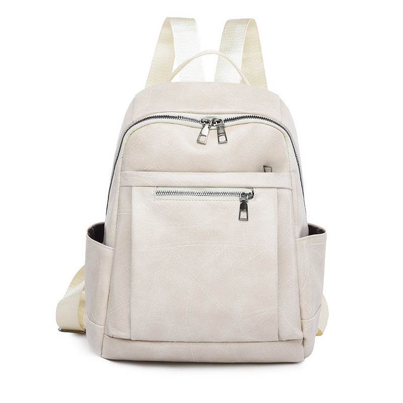 Portable Fashion Simple And Lightweight High School Leather Backpack