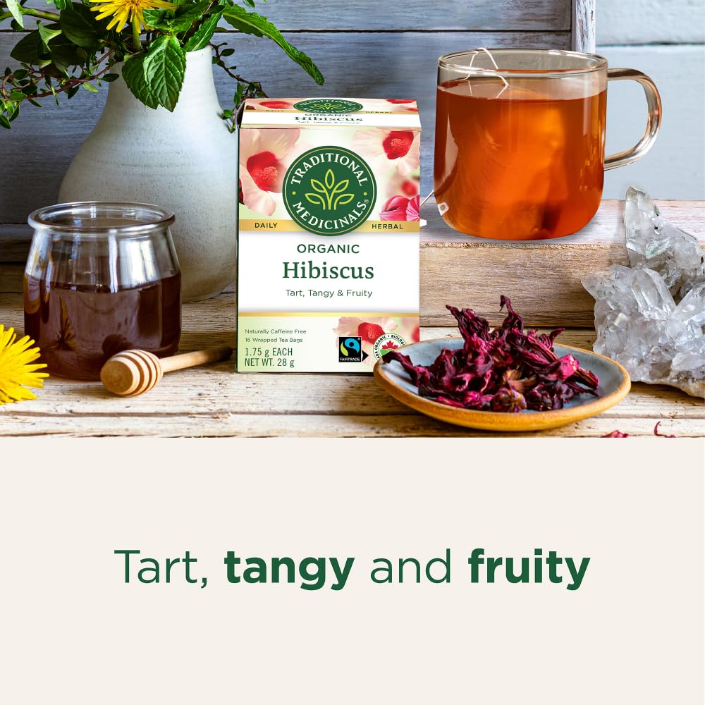 Traditional Medicinals - Organic Hibiscus Herbal Tea (Pack of 6) - Fair Trade Ingredients - Tart, Tangy and Fruity - 96 Tea Bags Total