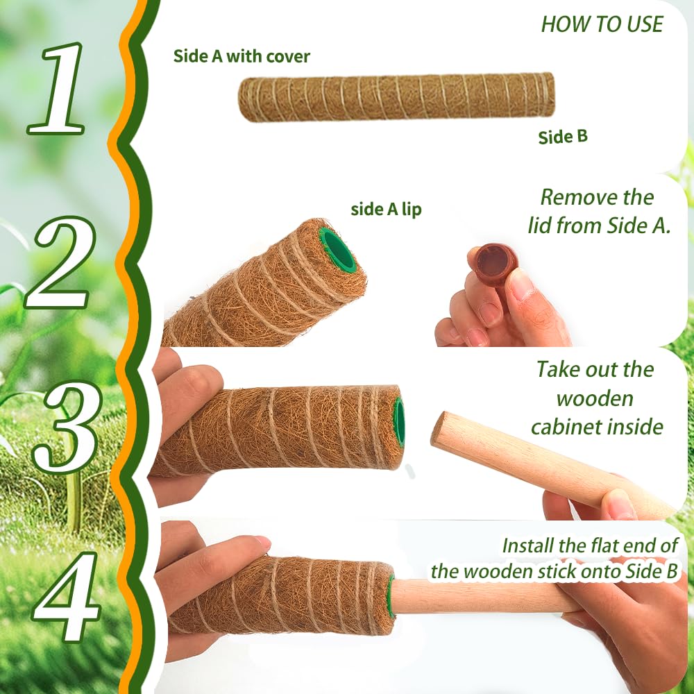 Moss Pole Plant Support Monstera - 5 Pack Coco Coir Moss Stick Plants Climber Support Indoor Monstera Stake for Climbing Plants Live House Potted, Vine, Pothos, Philodendron to Grow Upwards