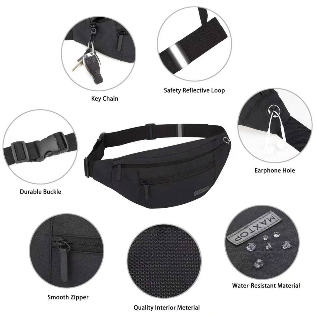 MAXTOP Large Fanny Pack for Women Men with 4-Zipper Pockets Gifts for Enjoy Festival Sports Workout Traveling Running Casual Hands-Free Water-Resistant Sling Waist Pack Bag Carrying of Phones 🍁 All In One Marketplace Canada
