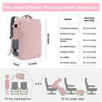 Taygeer Travel Backpack for Women, Carry On Backpack with Shoe Pouch, TSA 15.6inch Laptop Backpack Flight Approved, College Nurse Bag Casual Daypack for Weekender Business Hiking, Pink