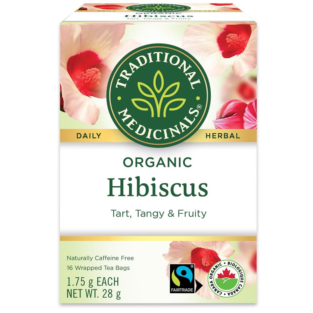 Traditional Medicinals - Organic Hibiscus Herbal Tea (Pack of 6) - Fair Trade Ingredients - Tart, Tangy and Fruity - 96 Tea Bags Total