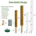 Moss Pole Plant Support Monstera - 5 Pack Coco Coir Moss Stick Plants Climber Support Indoor Monstera Stake for Climbing Plants Live House Potted, Vine, Pothos, Philodendron to Grow Upwards