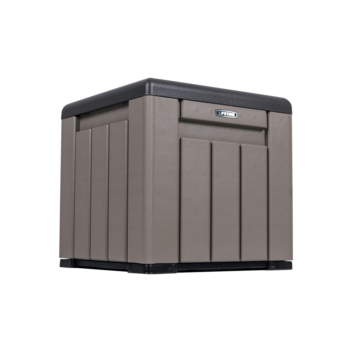 LIFETIME 25 Gallon Outdoor Storage Cube, Deckbox, Brown lid, Storage Box for Gardening Tools, Pool Supplies, Patio Furniture & More