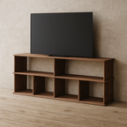 65 Inch Bookshelf TV Stand in Walnut